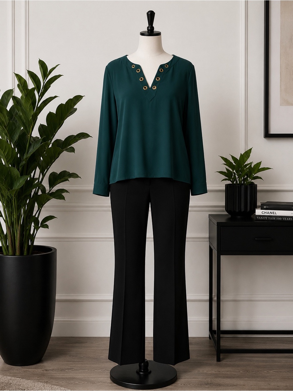 Teal Grommet V-Neck Chico’s Top